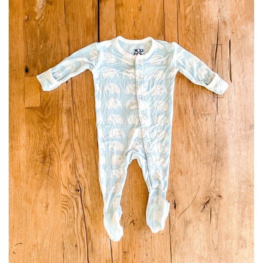 Kickee Pants Elephant Snap Footie Size 0-3M